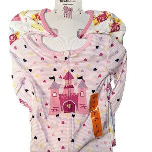 Kids Headquarters 2-Pack Sleepers 2T Pink Castle & Hearts 100% Cotton